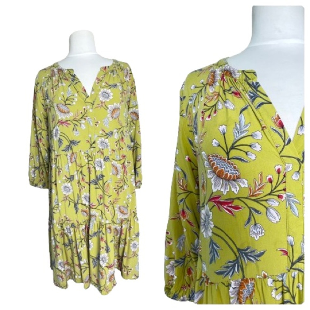 Loft Tunic Dress | Mini Babydoll | Sage Green Floral | Flowy Soft Relaxed Fit M